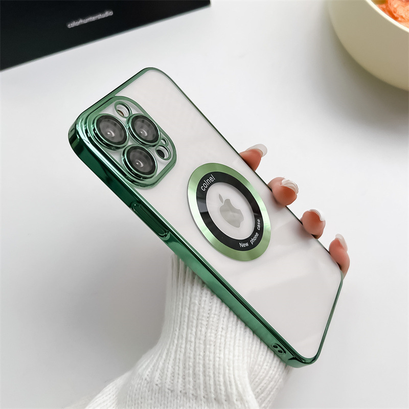 

Für Das Iphone 14 Pro Magnetic PC Phone Case Acrylgrößen -logo Logo Löschen Sie Die Elektroplattenabdeckung An. - Grün, iPhone 14 Pro