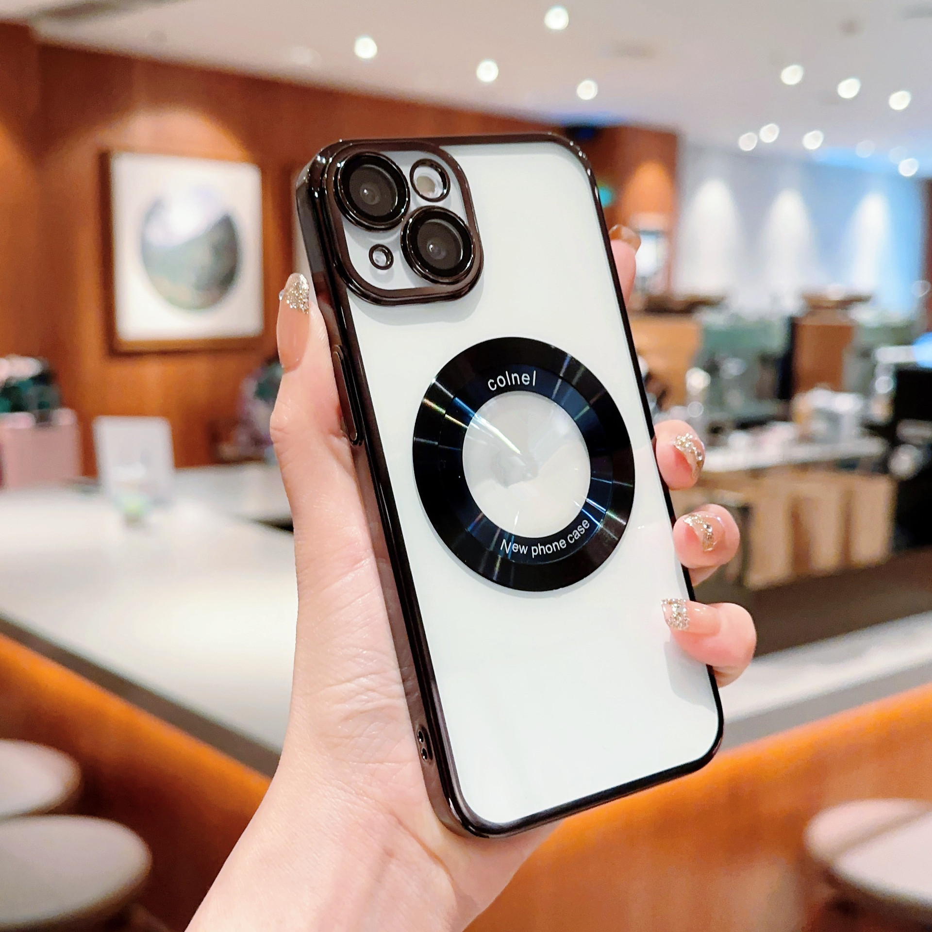 

Für Das Iphone 14 Plus Klare PC -elektroplating -telefonhülle Acryl -logo -logo -ansicht Magnetabdeckung - Schwarz, iPhone 14