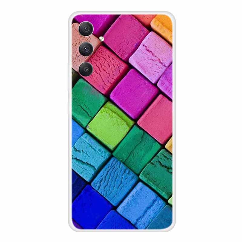 

Für Samsung Galaxy A34 5G Muster Druckkoffer Flexible TPU Protective Schockdelie -telefonabdeckung - Farbenfroher Block, Galaxy A34 5G