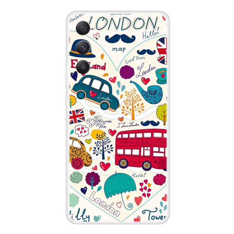 

Für Samsung Galaxy A34 5G Muster Druckkoffer Flexible TPU Protective Schockdelie -telefonabdeckung - Roter Bus, Galaxy A34 5G