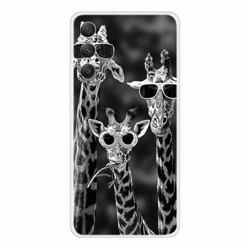 

Für Samsung Galaxy A34 5G Flexible TPU Schockdcover -deckungsmuster -print -design Telefonhülle - Sonnenbrillen Giraffen, Galaxy A34 5G