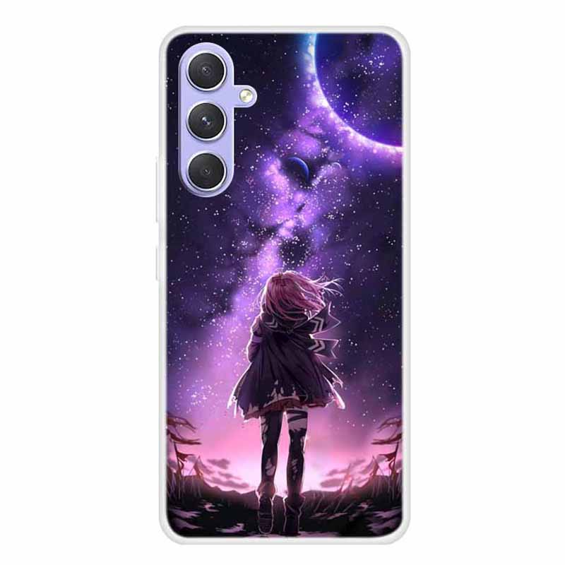 

Für Samsung Galaxy A54 5G Soft TPU -hülle Muster Gedrucktes Design Slim Thin Phone Deckung - Sterne Und Mädchen, Galaxy A54 5G