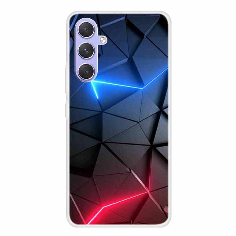 

Für Samsung Galaxy A54 5G Soft TPU -hülle Muster Gedrucktes Design Slim Thin Phone Deckung - Rot+blaue Technologie, Galaxy A54 5G