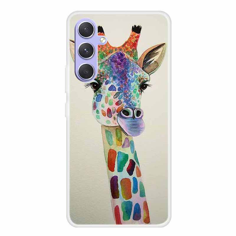 

Für Samsung Galaxy A54 5G Flexible TPU -schutzabdeckungsmuster Druckphase - Farbenfrohe Giraffe, Galaxy A54 5G