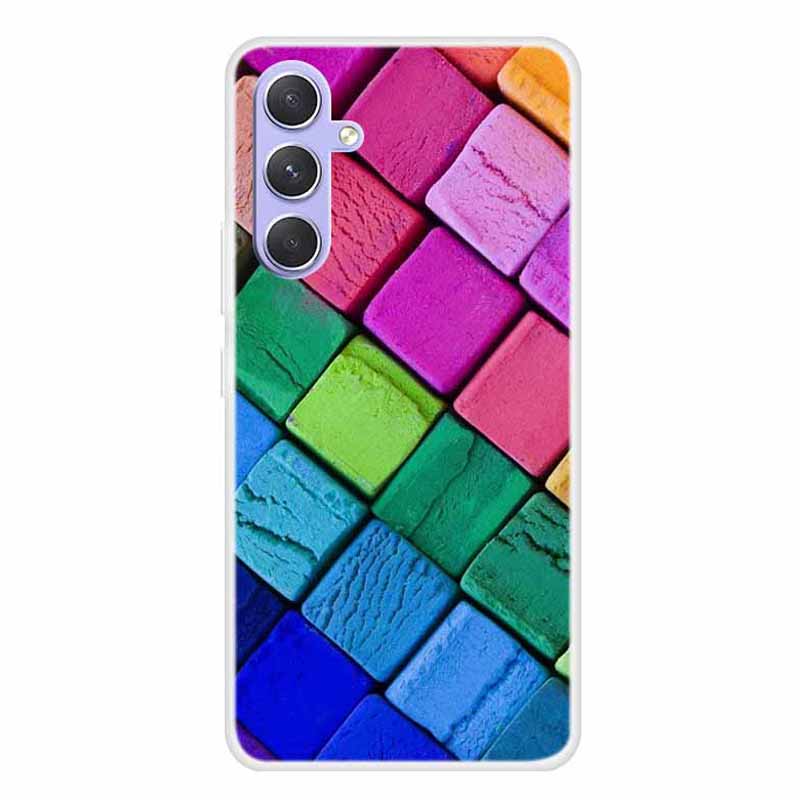 

Für Samsung Galaxy A54 5G Flexible TPU -schutzabdeckungsmuster Druckphase - Farbenfroher Block, Galaxy A54 5G