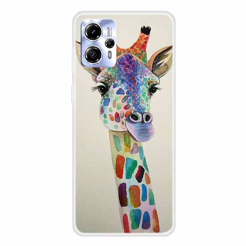 

Für Motorola Moto G13 4G Muster Print Design Telefonhülle Flexible TPU -stoßdämpferabdeckung - Farbenfrohe Giraffe, Motorola Moto G13 4G