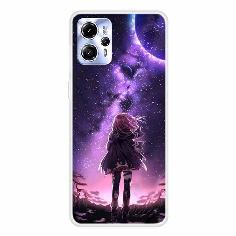 

Für Motorola Moto G13 4G Muster Druckphase Deckung Soft TPU Anti-scratch-hülle - Sterne Und Mädchen, Motorola Moto G13 4G