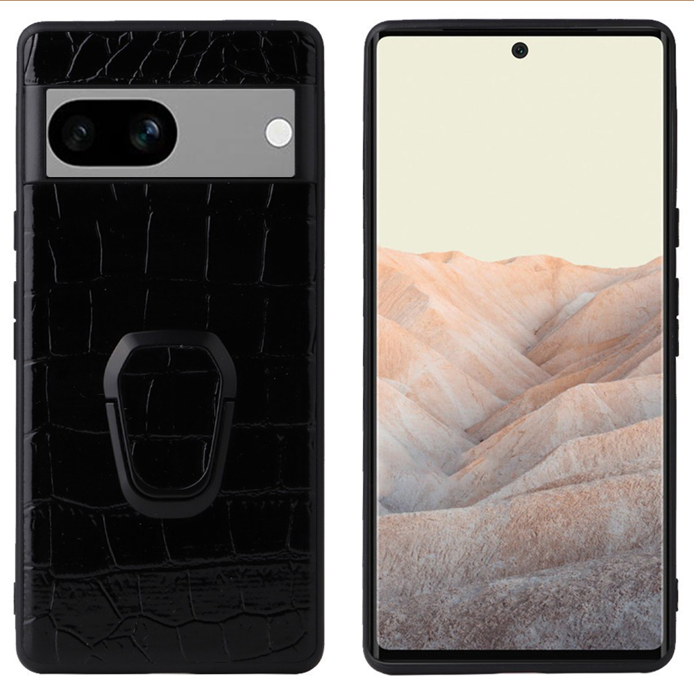 

Für Google Pixel 7a Phone Case Strukturierte Pu-leder-beschichtete TPU + Pc-anti-drop-rückseite Mit Kickstand - Krokodilstruktur, Google Pixel 7a