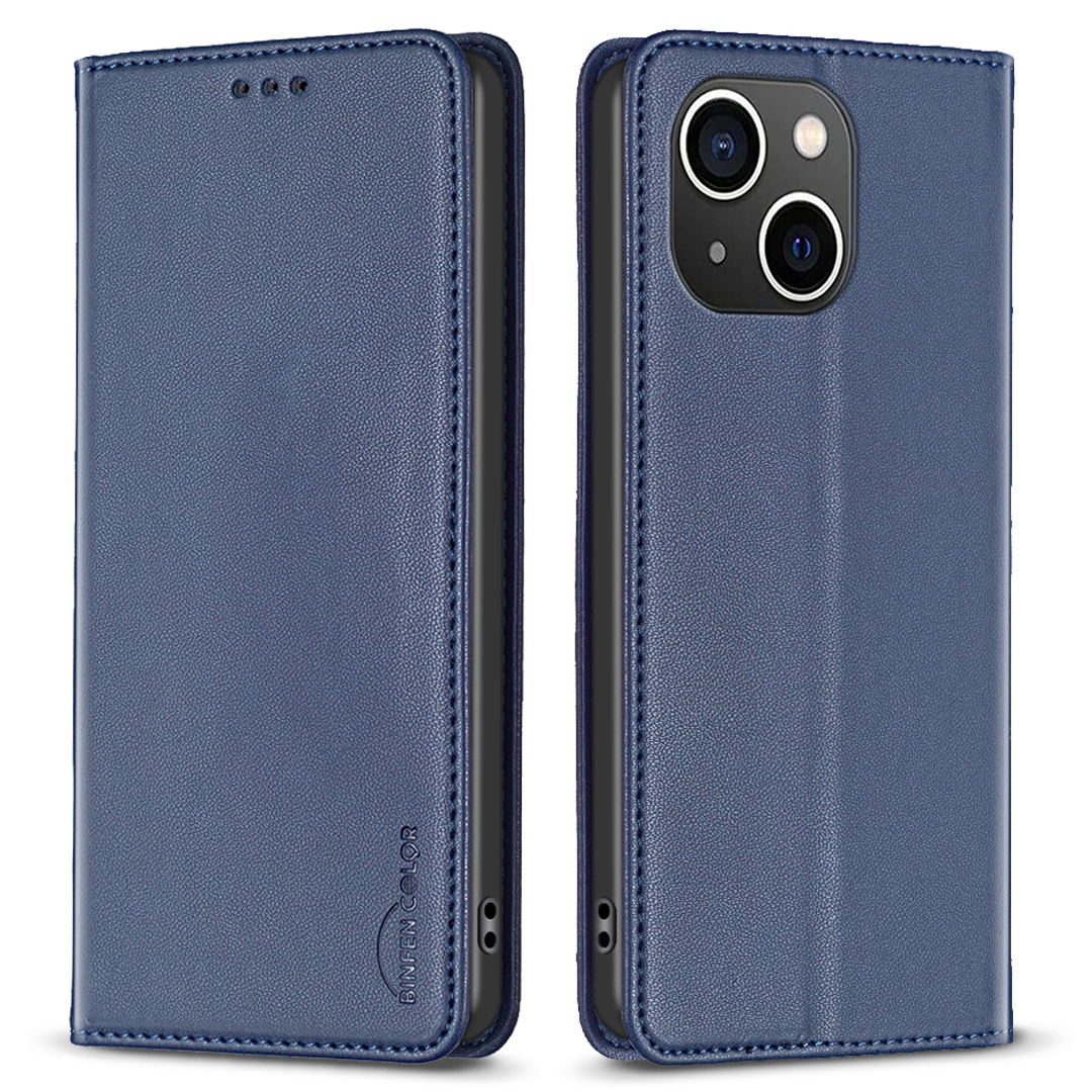 

Binfen Color BF18 Telefonständer Cover Für Iphone 14 Plus PU Lederkartenhalter Schutzhülle - Blau, iPhone 14 Plus