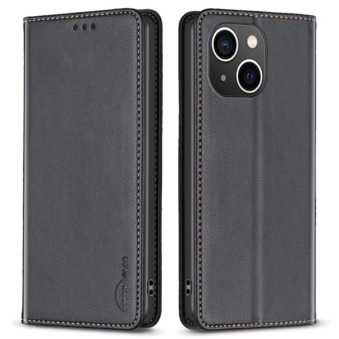 

Binfen Color BF18 Telefonständer Cover Für Iphone 14 Plus PU Lederkartenhalter Schutzhülle - Schwarz, iPhone 14 Plus