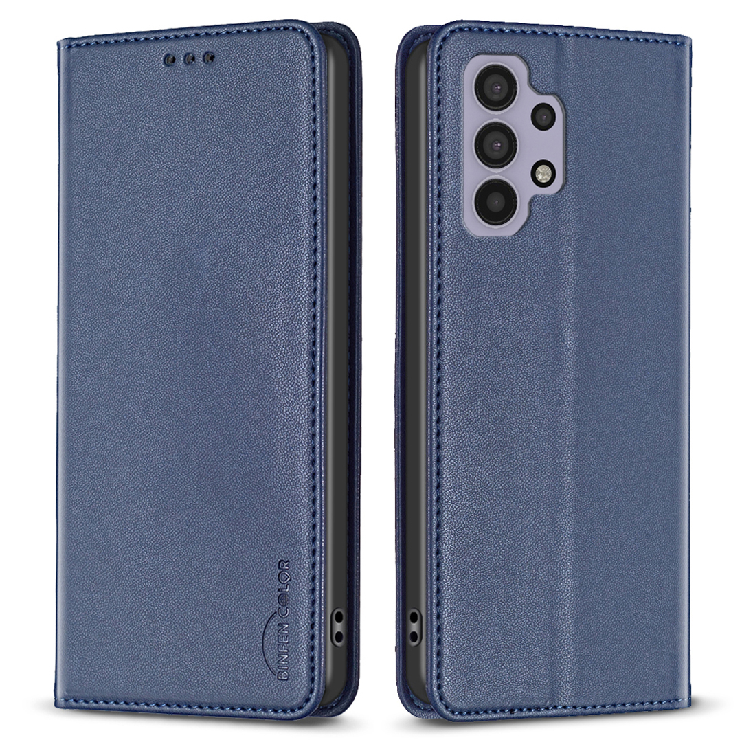 

Binfen Color BF18 Standhülle Für Samsung Galaxy A32 5G / M32 5G Leder -telefonabdeckung Mit Kartenschlitzen - Blau, Galaxy A32 5G