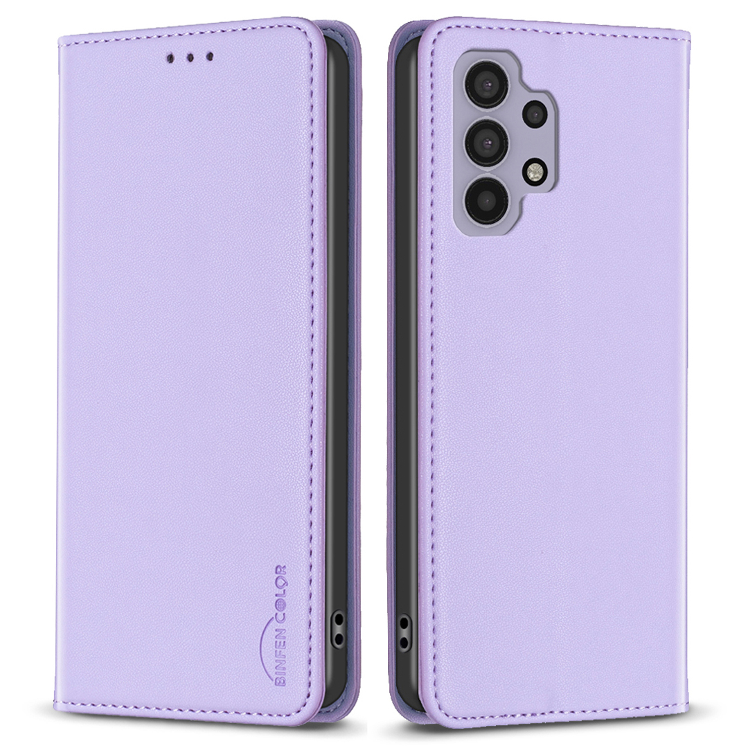 

Binfen Color BF18 Standhülle Für Samsung Galaxy A32 5G / M32 5G Leder -telefonabdeckung Mit Kartenschlitzen - Lila, Galaxy A32 5G
