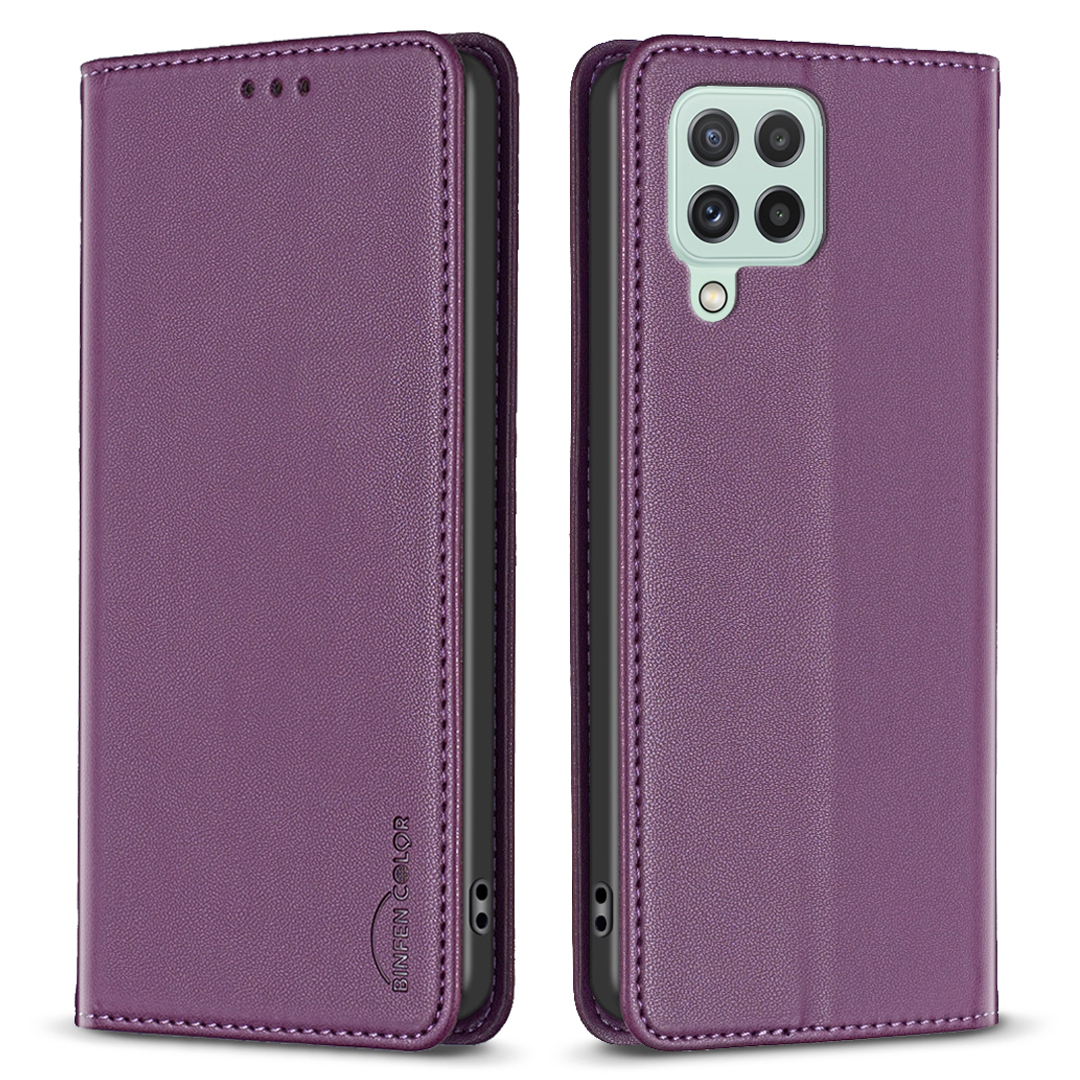 

Binfen Color BF18 Für Samsung Galaxy A22 4G (EU -version) Telefonhülle Mit Kartenhalter PU Lederständer Flip Cover - Dunkelviolett, Galaxy A22 4G (EU Version)