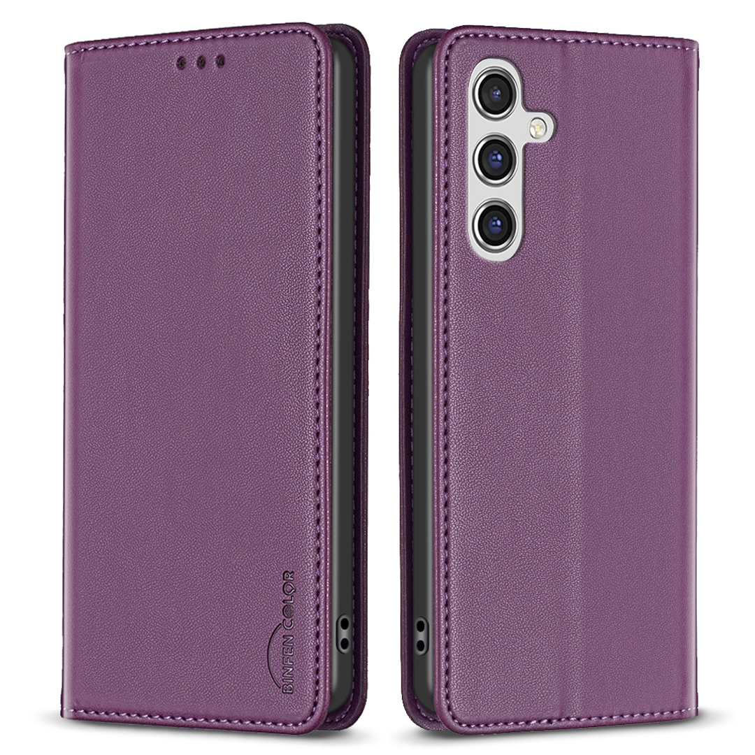 

Binfen Farbe BF18 Für Samsung Galaxy A14 4G / 5G PU Leder Flip Cover Card Halter Stand Telefonhülle - Dunkelviolett, Galaxy A14 4G