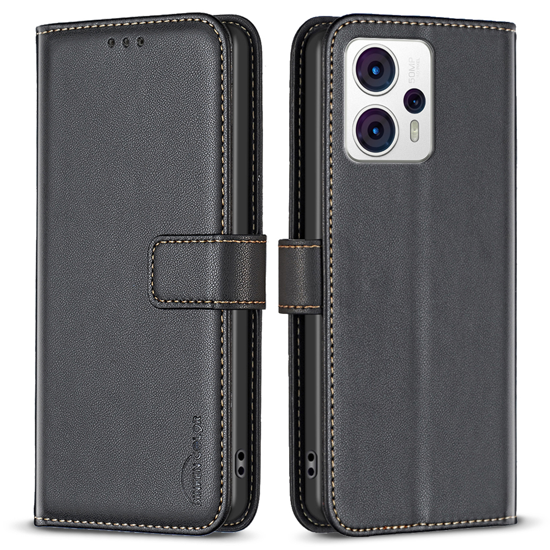 

Binfen Farbe BF17 Für Motorola Moto G13 4G / G23 4G / G53 5G Magnetic Phone Case Wallet Leder -telefonständer Abdeckung - Schwarz, Motorola Moto G13 4G
