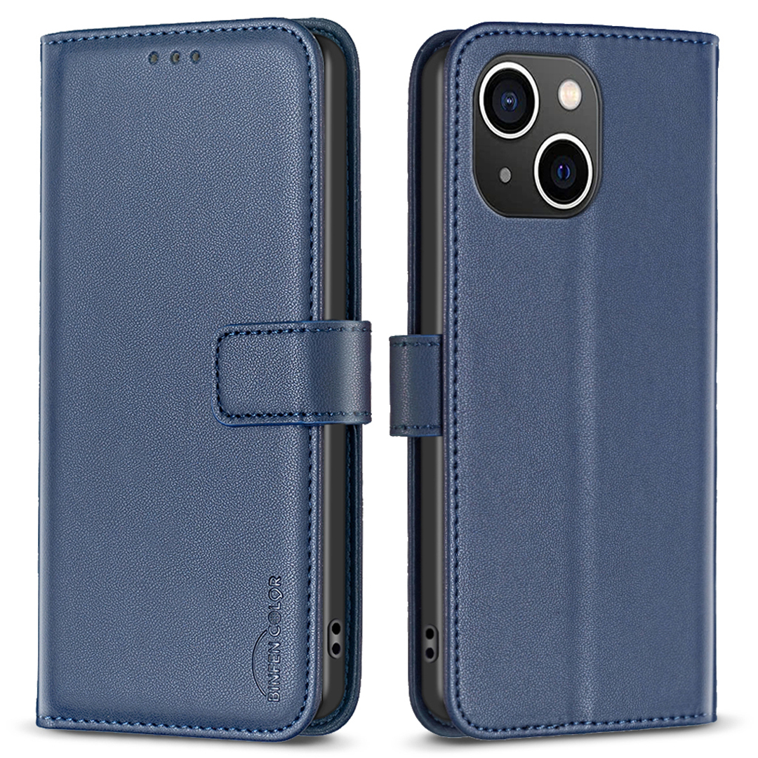 

Binfen Color BF17 Für Iphone 13 / 14 Anti-kratzer-brieftaschen-leder-telefonabdeckungsständer Magnetverschluss Telefonhülle - Blau, iPhone 13