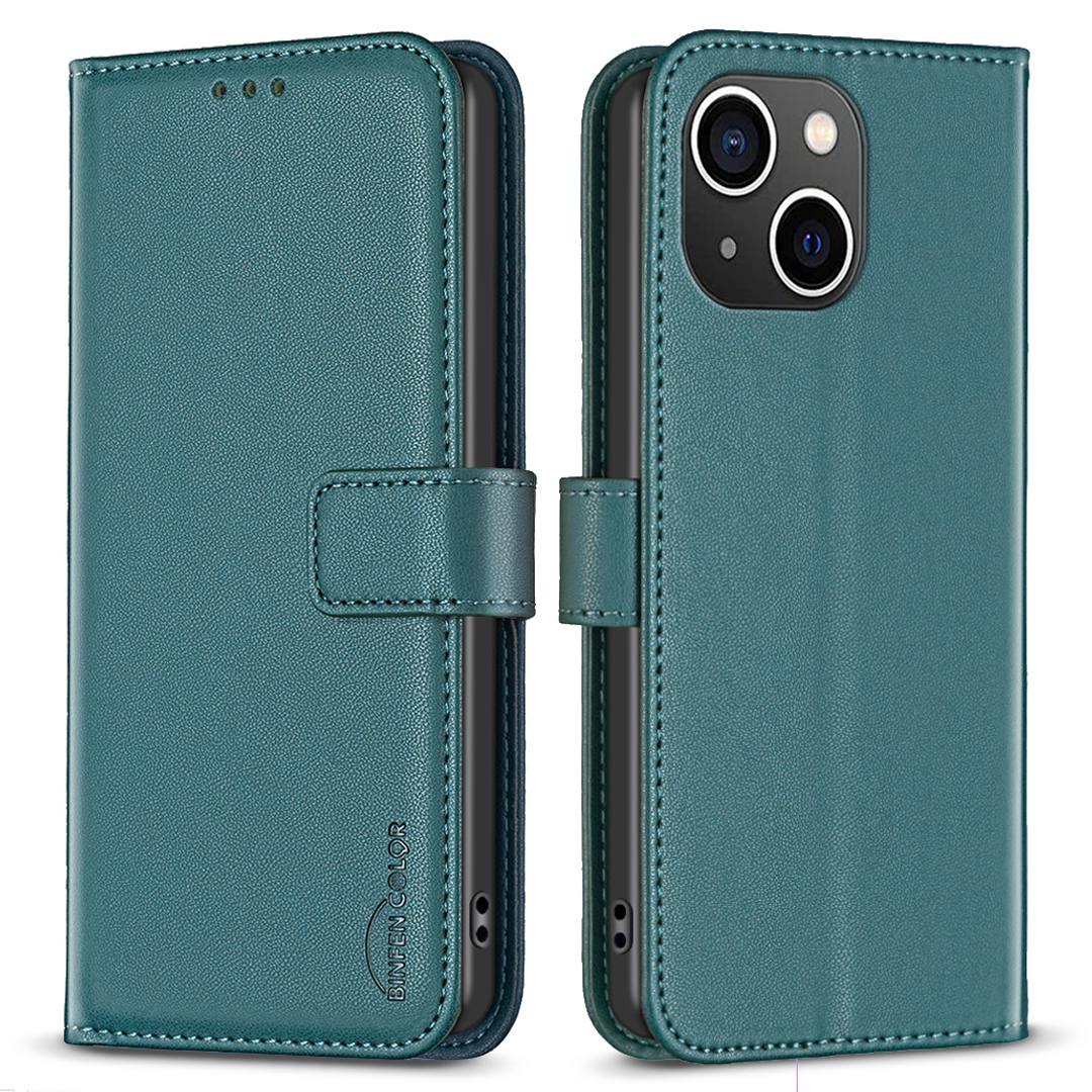 

Binfen Color BF17 Für Iphone 13 / 14 Anti-kratzer-brieftaschen-leder-telefonabdeckungsständer Magnetverschluss Telefonhülle - Grün, iPhone 13