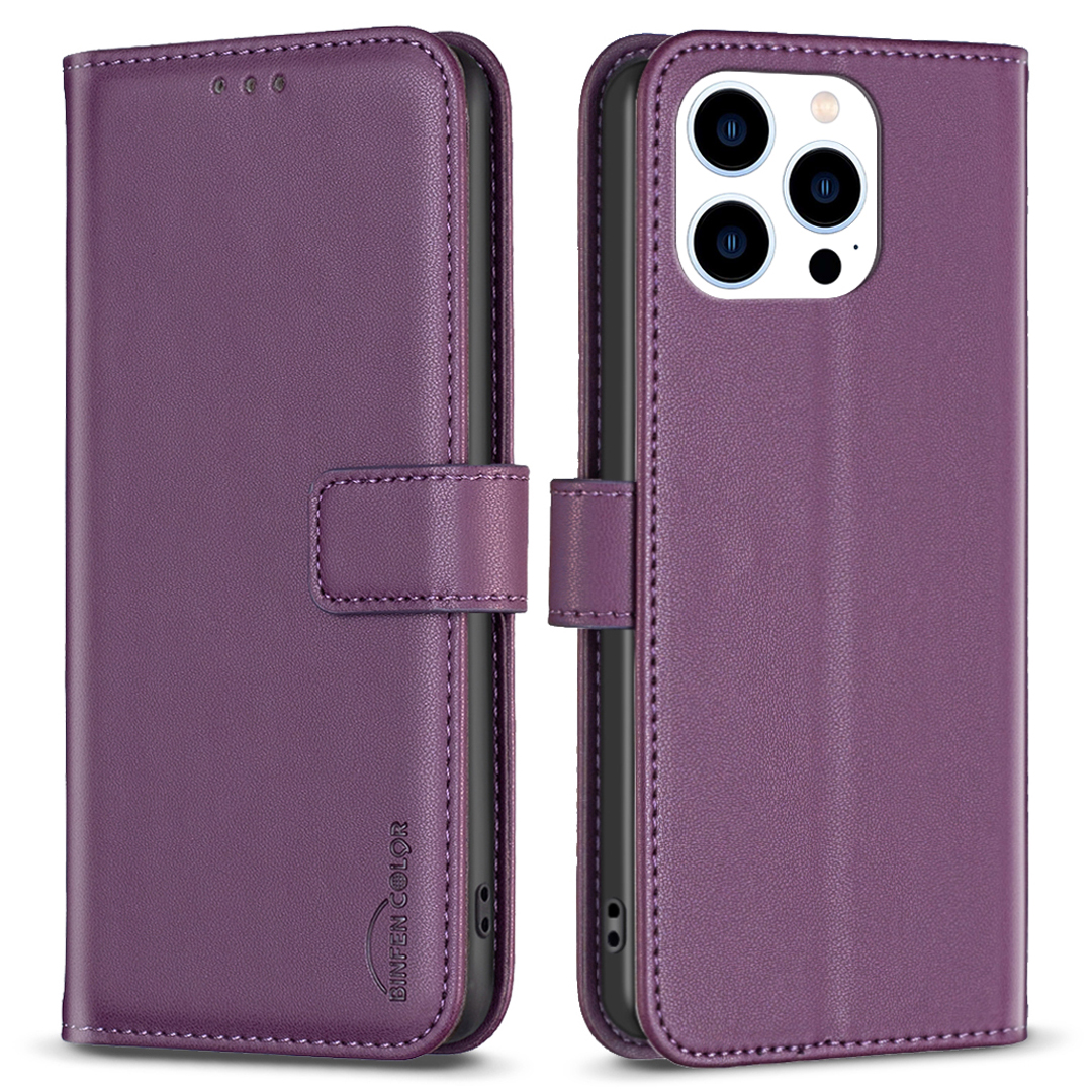 

Binfen Farbe BF17 Für Iphone 14 Pro Magnetic Phone Case Wallet Leder -telefonabdeckung Mit Standfunktion - Dunkelviolett, iPhone 14 Pro
