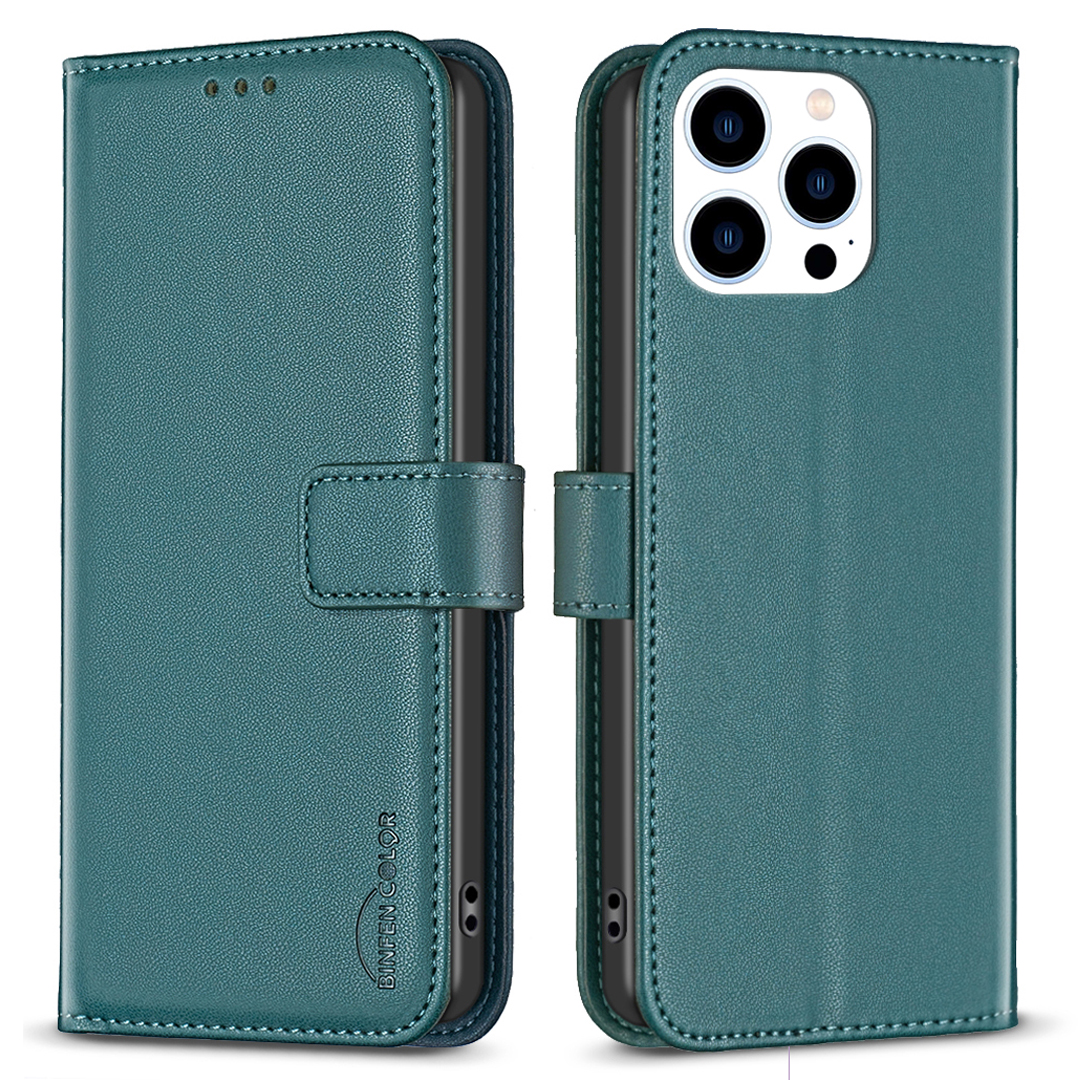 

Binfen Farbe BF17 Für Iphone 14 Pro Magnetic Phone Case Wallet Leder -telefonabdeckung Mit Standfunktion - Grün, iPhone 14 Pro