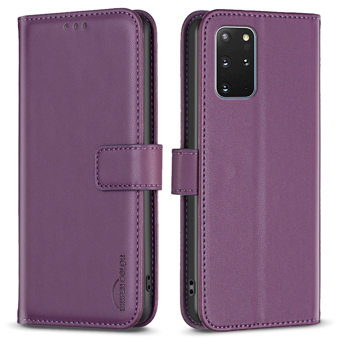 

Binfen Color BF17 Für Samsung Galaxy S20 Plus 4G / 5G Slim-fit-telefonabdeckungsständer Magnetische Brieftasche PU Leder Telefonhülle - Dunkelviolett, Galaxy S20 Plus 5G