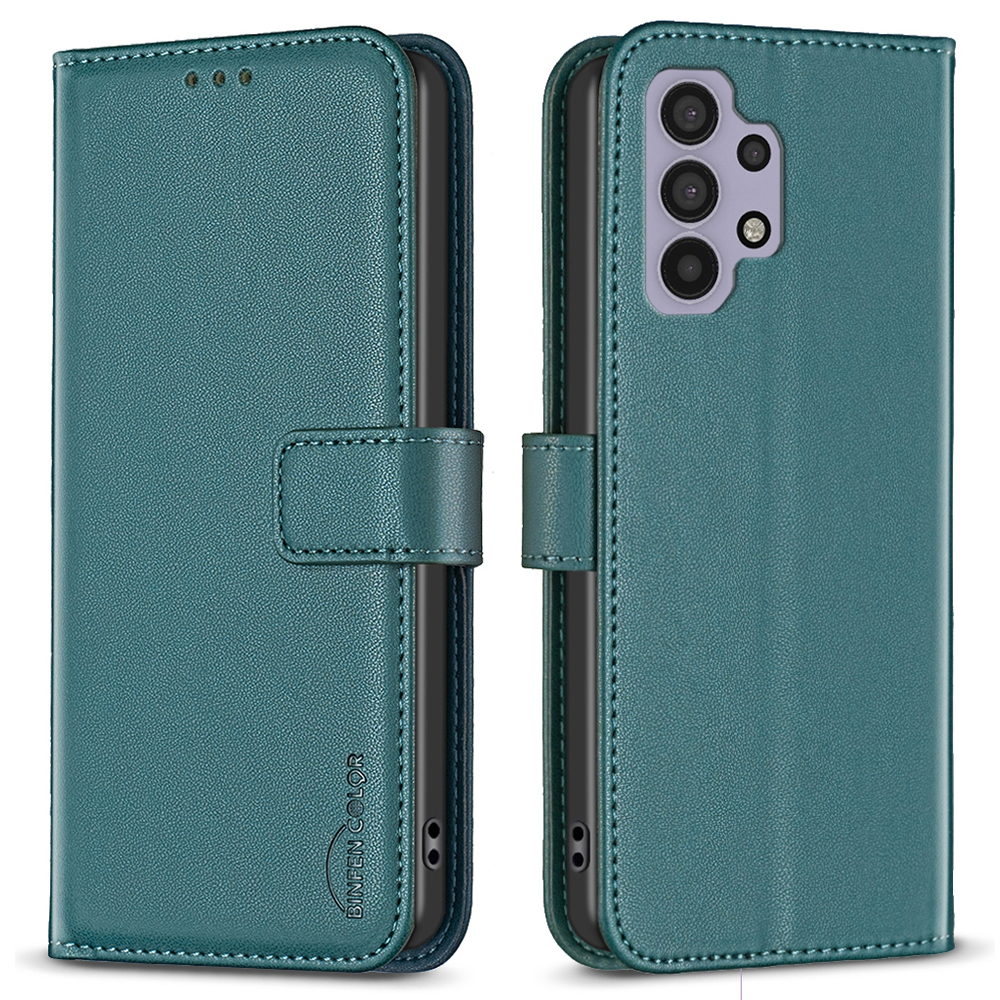 

Binfen Farbe BF17 Für Samsung Galaxy A32 5G / M32 5G Telefonabdeckung PU Lederstand Wallet Hülle - Grün, Galaxy A32 5G