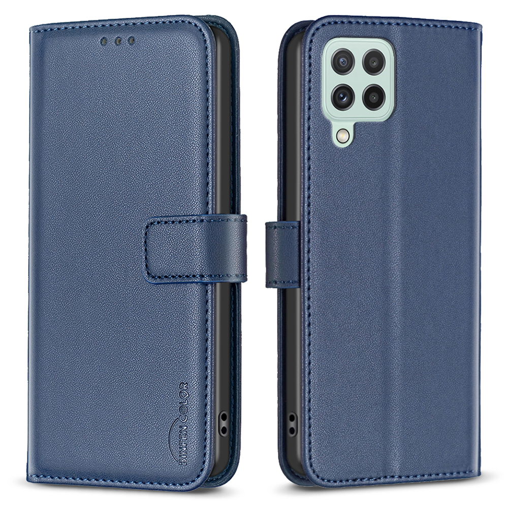 

Binfen Farbe BF17 Für Samsung Galaxy A22 4G (EU -version) Brieftasche Telefonabdeckung PU Lederstand Hülle - Blau, Galaxy A22 4G (EU Version)