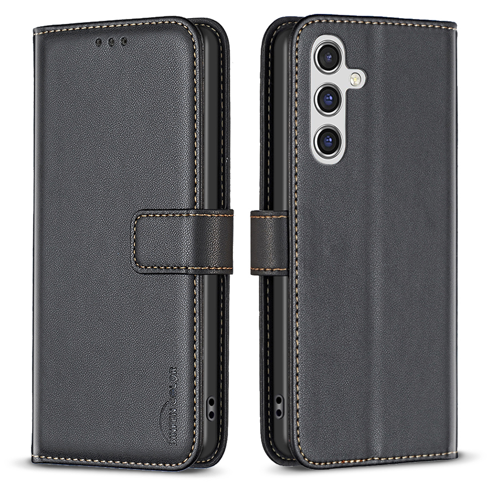 

Binfen Farbe BF17 Für Samsung Galaxy A14 4G / 5G PU Leder Brieftaschenhülle Telefonabdeckung Mit Ständer - Schwarz, Galaxy A14 4G