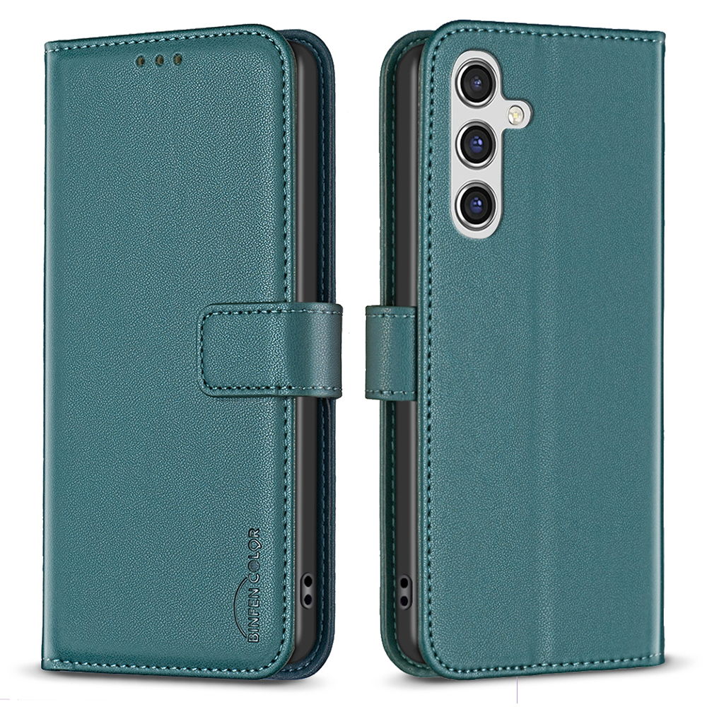 

Binfen Farbe BF17 Für Samsung Galaxy A14 4G / 5G PU Leder Brieftaschenhülle Telefonabdeckung Mit Ständer - Grün, Galaxy A14 4G