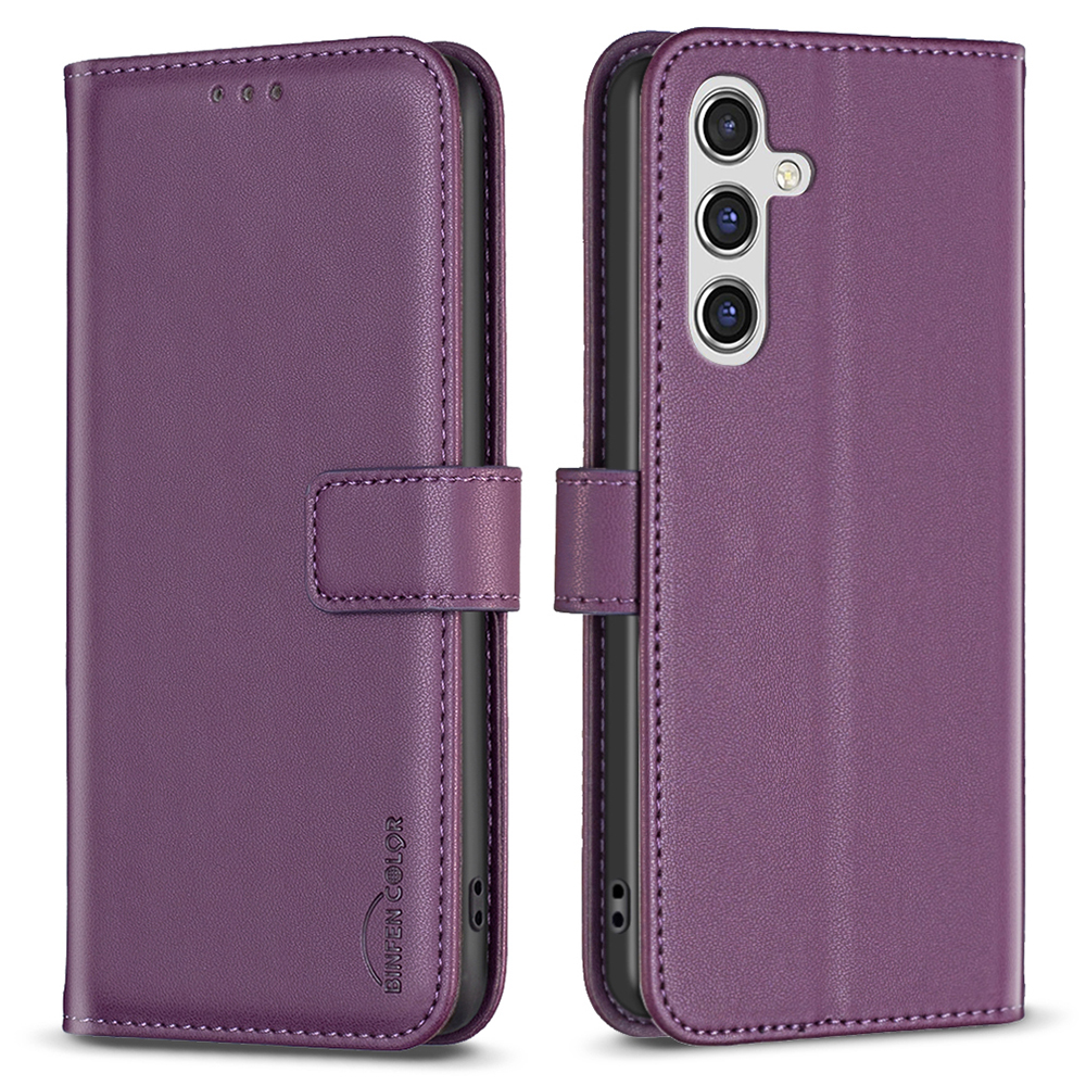 

Binfen Farbe BF17 Für Samsung Galaxy A14 4G / 5G PU Leder Brieftaschenhülle Telefonabdeckung Mit Ständer - Dunkelviolett, Galaxy A14 4G