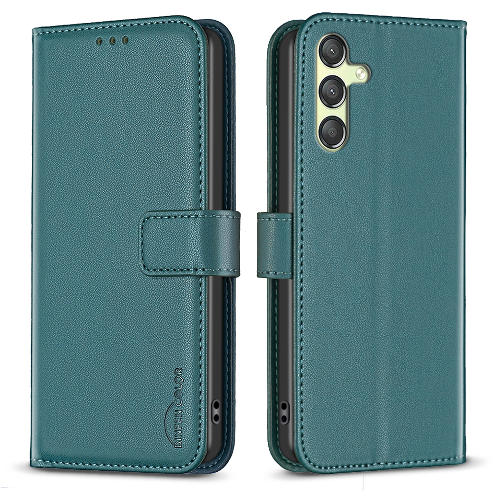 

Binfen Farbe BF17 Telefonlederabdeckung Für Samsung Galaxy A24 4G Walletänder Schutzhülle - Grün, Galaxy A24 4G