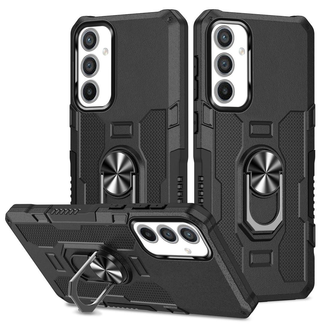 

Für Samsung Galaxy A34 5G PC + TPU -telefonhülle Rotationsringhalter Kickstand Cover - Schwarz, Galaxy A34 5G
