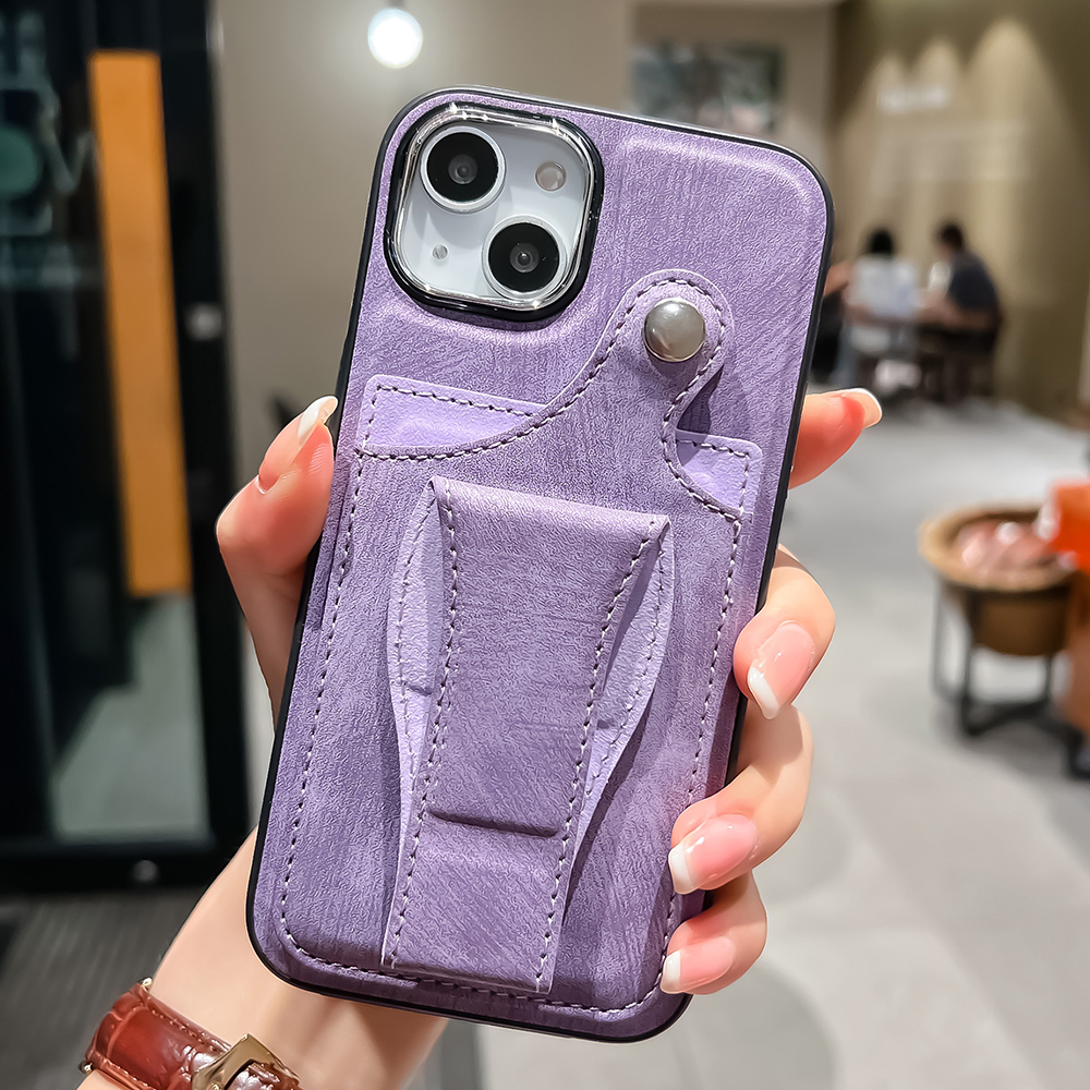 

PU Leather TPU -telefonhülle Für Iphone 14 Schockdelie -telefonabdeckung Mit Kartenhalter, Kickstand - Lila, iPhone 14