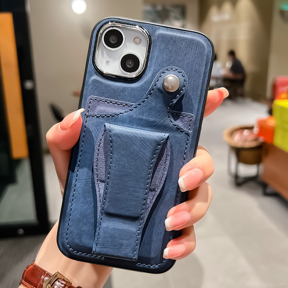 

PU Leather TPU -telefonhülle Für Iphone 14 Schockdelie -telefonabdeckung Mit Kartenhalter, Kickstand - Blau, iPhone 14