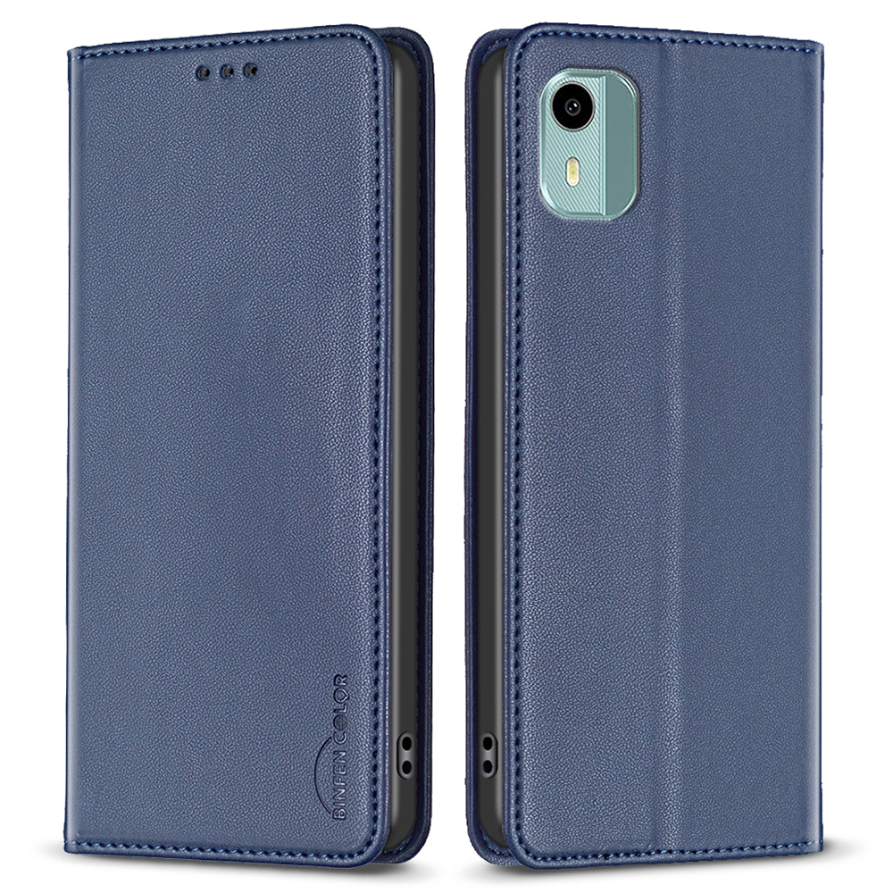 

Binfen Farbe BF18 Für Nokia C12 4G / C12 Plus / C12 Pro PU Lederkartenhalter Telefonabdeckung Anti-drop-standhülle - Blau, Nokia C12 4G