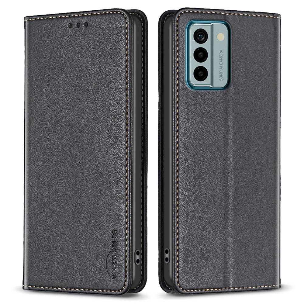 

Binfen Farbe BF18 Für Nokia G22 PU Lederkartenhalter Shell Magnetic Flip Ständer Telefonhülle - Schwarz, Nokia G22