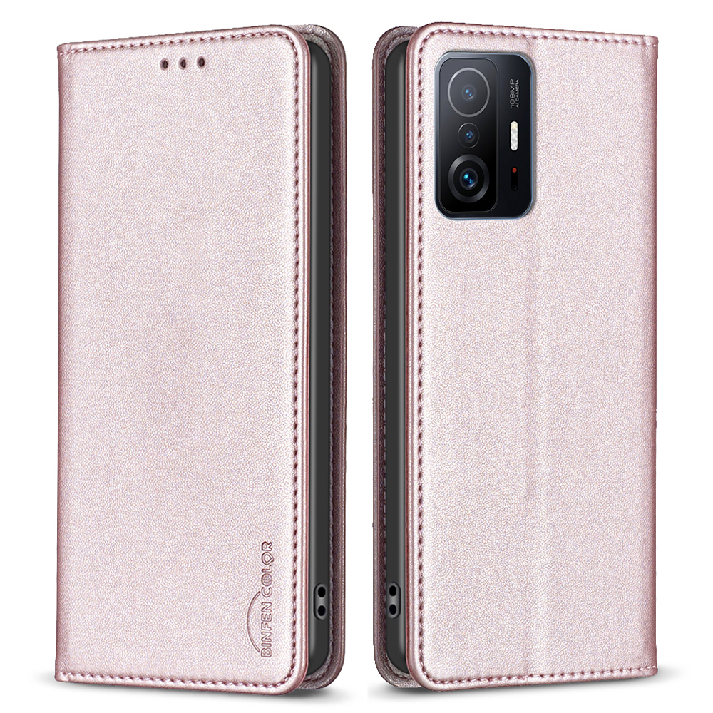 

Binfen Color BF18 Telefonkoffer Für Xiaomi 11t 5G / 11t Pro 5G Kartenhalter PU Lederstand Cover - Roségold, Xiaomi 11T 5G