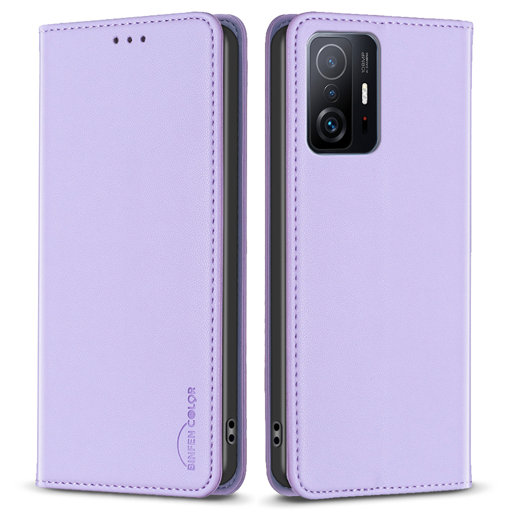 

Binfen Color BF18 Telefonkoffer Für Xiaomi 11t 5G / 11t Pro 5G Kartenhalter PU Lederstand Cover - Lila, Xiaomi 11T 5G