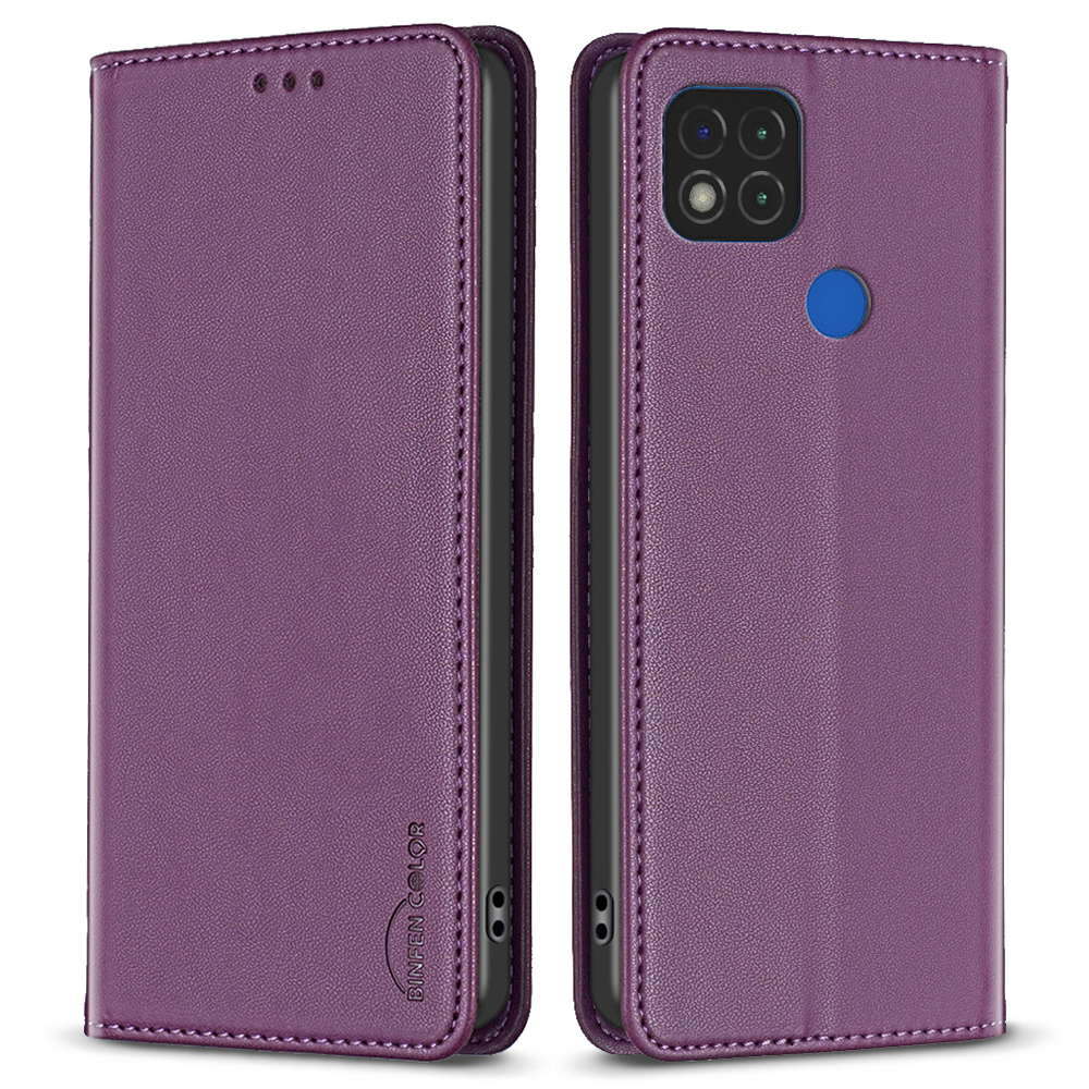 

Binfen Color BF18 Telefonkoffer Für Xiaomi Redmi 9c / Redmi 9c NFC / Redmi 10a / Poco C31 Leder -karten -karten -slots Abdeckung - Dunkelviolett, Xiaomi Redmi 9C