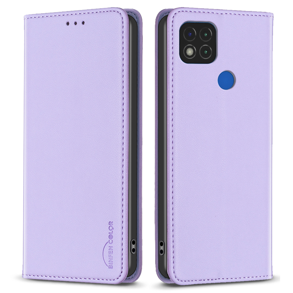 

Binfen Color BF18 Telefonkoffer Für Xiaomi Redmi 9c / Redmi 9c NFC / Redmi 10a / Poco C31 Leder -karten -karten -slots Abdeckung - Lila, Xiaomi Redmi 9C