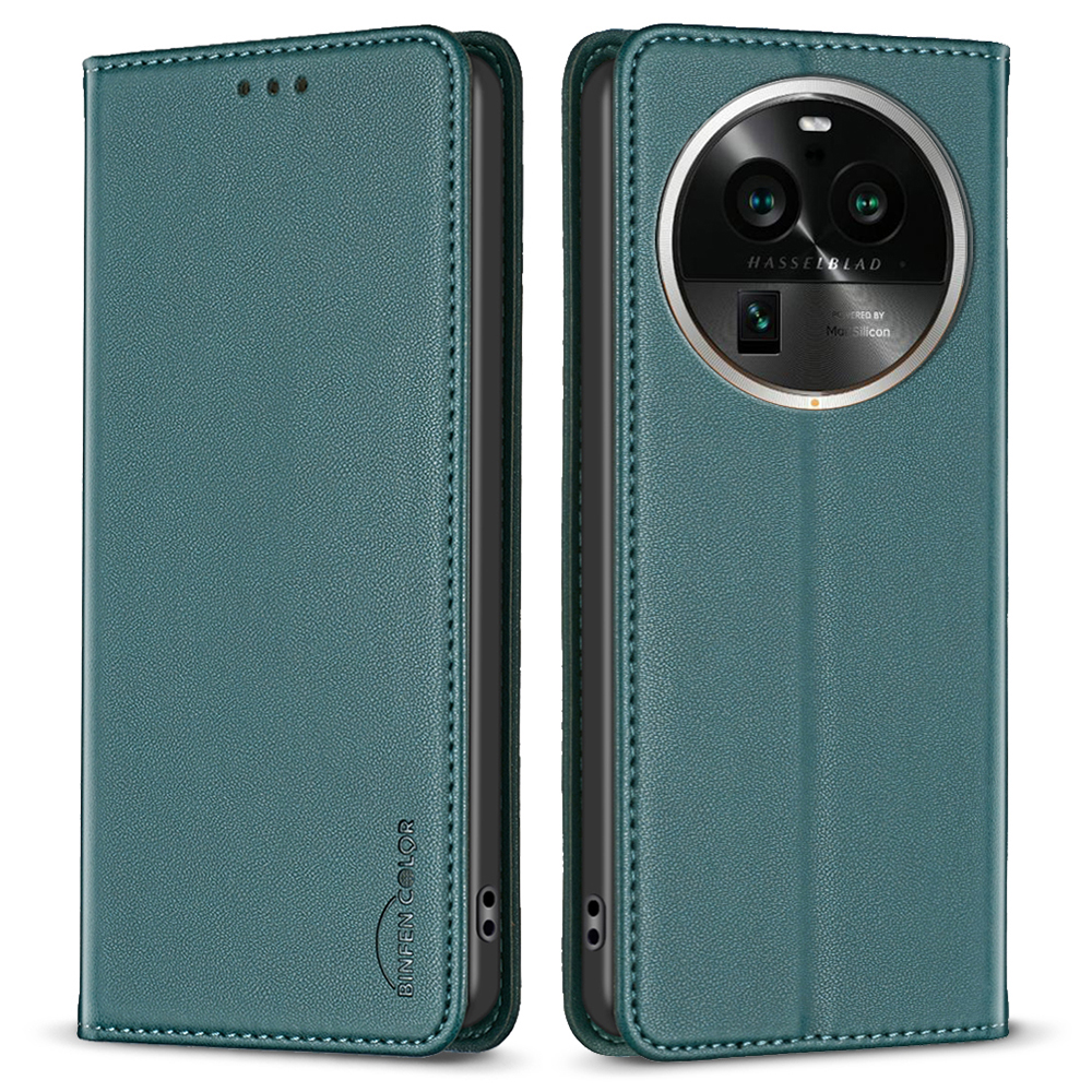

Binfen Color BF18 Telefonständer Hülle Für Oppo X6 Pro PU Leder Kartenhalter Handyabdeckung - Grün, Oppo Find X6 Pro