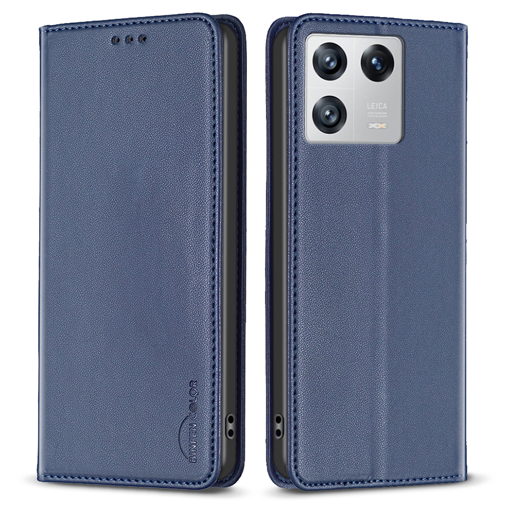 

Binfen Color BF18 Kartenhalter Hülle Für Xiaomi 13 PU Lederfaltbares Stand Telefonabdeckung - Blau, Xiaomi 13