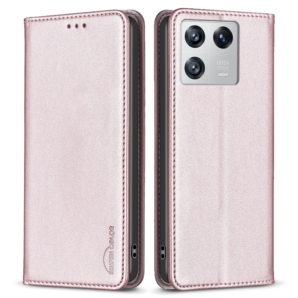 

Binfen Color BF18 Kartenhalter Hülle Für Xiaomi 13 PU Lederfaltbares Stand Telefonabdeckung - Roségold, Xiaomi 13