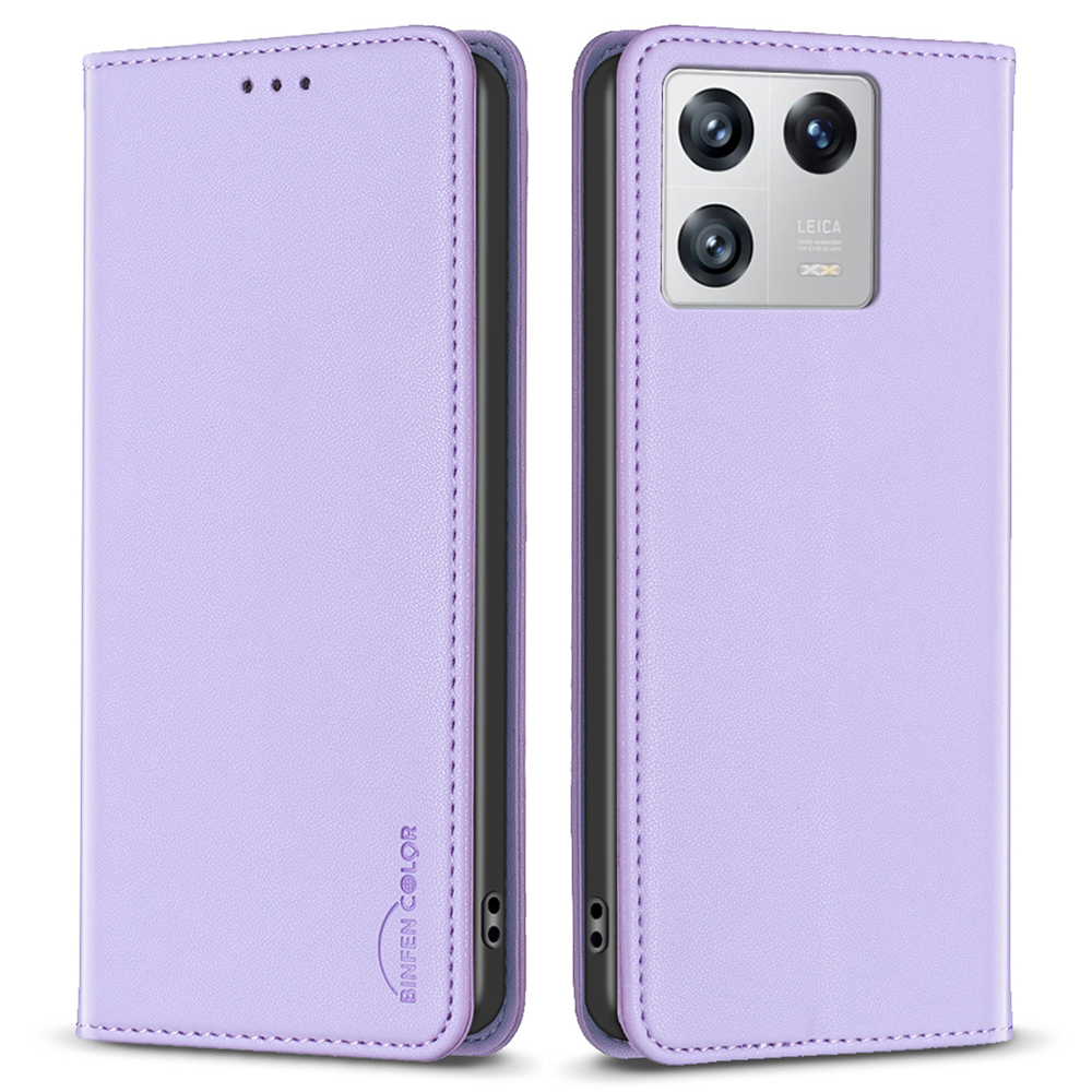 

Binfen Color BF18 Kartenhalter Hülle Für Xiaomi 13 PU Lederfaltbares Stand Telefonabdeckung - Lila, Xiaomi 13