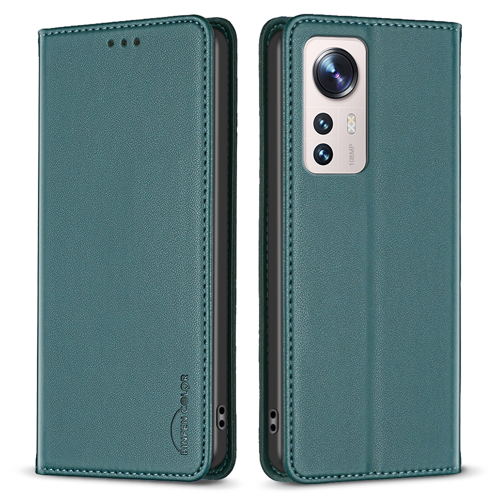 

Binfen Farbe BF18 Kartensteckplätze Telefonabdeckung Für Xiaomi 12 Lite 5G PU Leder Vollschutz Stand Hülle - Grün, Xiaomi 12 Lite 5G