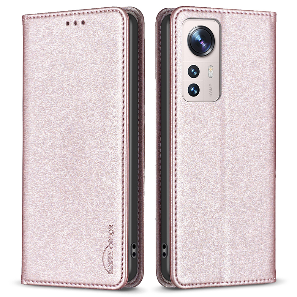 

Binfen Farbe BF18 Kartensteckplätze Telefonabdeckung Für Xiaomi 12 Lite 5G PU Leder Vollschutz Stand Hülle - Roségold, Xiaomi 12 Lite 5G