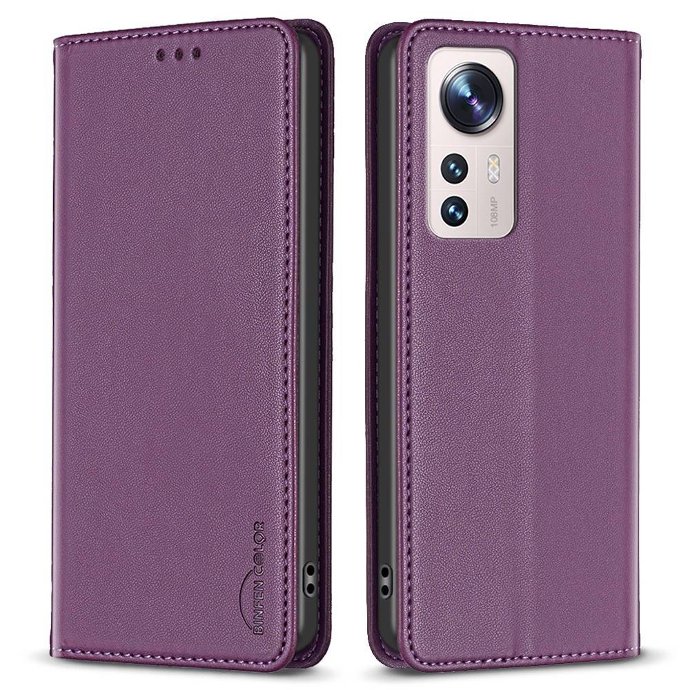 

Binfen Farbe BF18 Kartensteckplätze Telefonabdeckung Für Xiaomi 12 Lite 5G PU Leder Vollschutz Stand Hülle - Dunkelviolett, Xiaomi 12 Lite 5G