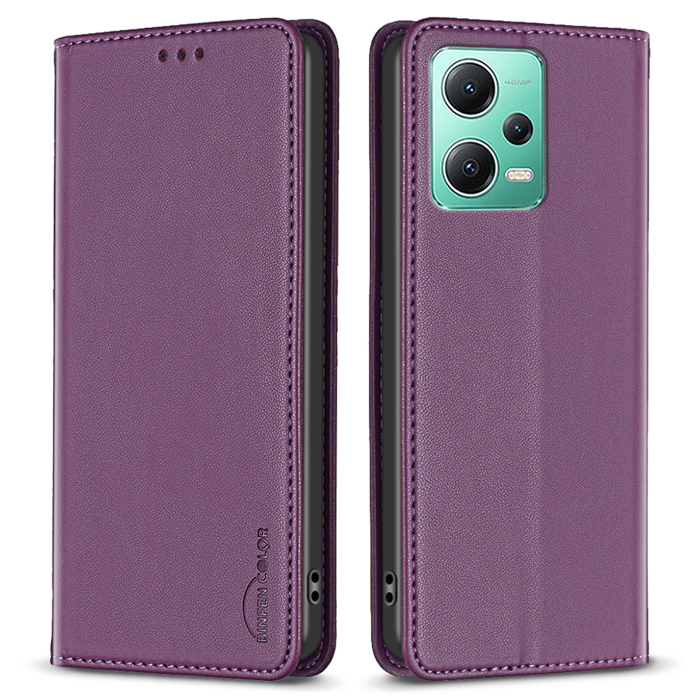 

Ledertasche Für Xiaomi Redmi Anmerkung 12 5G (China) /(indien) /(global) / Poco X5 5G Binfen Color BF18 Kartensteckplätze Telefonständer Cover - Dunkelviolett, Xiaomi Redmi Note 12 5G (China)