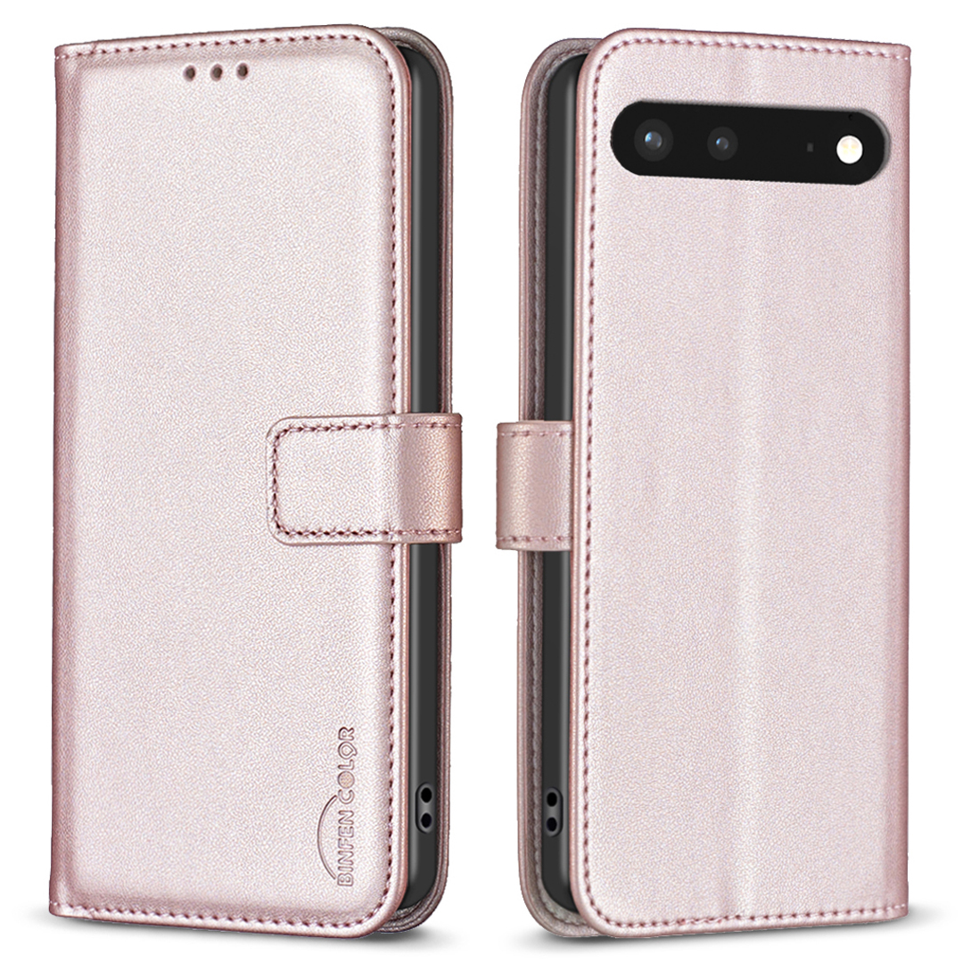 

Binfen Farbe BF17 Für Google Pixel 7 5G Wallet Stand Phone Protector Anti-staubabdeckung PU Leder Telefonhülle - Roségold, Google Pixel 7 5G