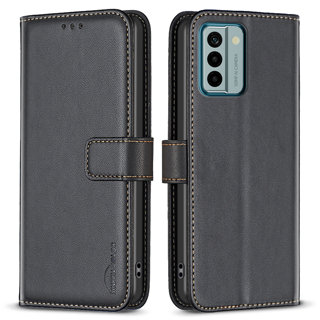 

Binfen Color BF17 Telefonständer Hülle Für Nokia G22 Wallet PU Leder+tpu -telefonabdeckung - Schwarz, Nokia G22