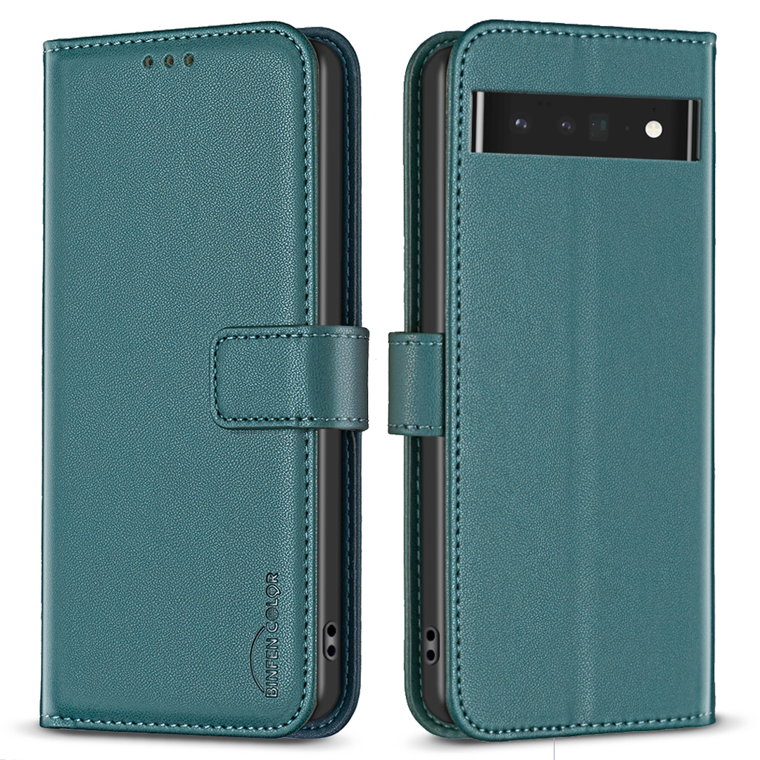 

Binfen Color BF17 Für Google Pixel 7 Pro 5G PU Leder Brieftaschenabdeckung Anti-kratzer-telefonständer Gehäuse - Grün, Google Pixel 7 Pro 5G